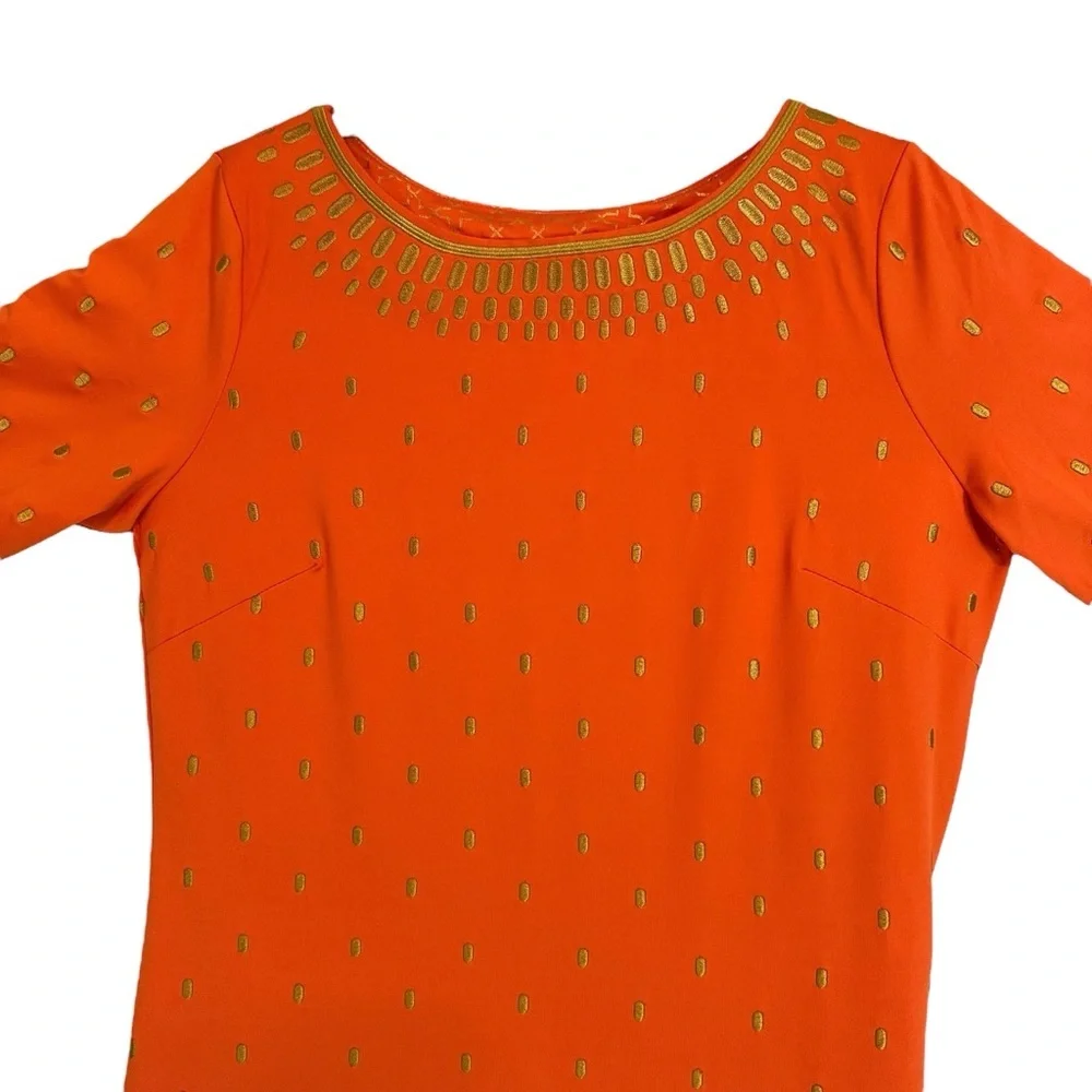 Gretchen‎ Scott Rocket Girl Dress Large Orange Embroidered Tunic Resort NWT